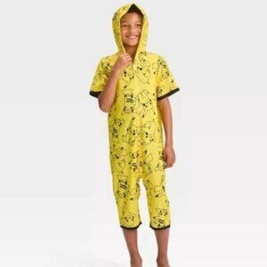 Pokemon Pikachu One Piece Children's Medium 8/10 Pajamas Anime Costume Yellow